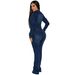Slim-Fit Denim Jumpsuit With Single Button Closure – Mid-Rise Flared Leg (Dark Blue, S-2xl) Versatility Engineered_ecoleips.com