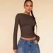 Voya Hot Selling Women's Clothing Instagram Sexy Style T-shirt For Spring And Summer, European And American Backless Design, Short Top_ecoleips.com