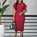 Women's Clothing New Short Sleeved Round Neck Fashionable Temperament Elegant Hip Wrapped Large Size Dress_ecoleips.com