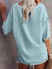 Summer V-neck Bat-sleeved Knitted Sweater Women's Summer Thin Loose Solid Color Short-sleeved T-shirt Top_ecoleips.com