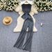 Women's Clothing High End Suit Autumn And Winter Sleeveless V Neck Sweater + High Waist Slim Fit Wide Leg Trousers Suit_ecoleips.com