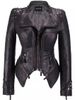 K Leather Jacket Women's New Suit Collar With Rivets, Waist Cinched Short Leather Jacket_ecoleips.com
