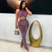 Women's Clothing Two Piece Suit Fashion Round Neck Sexy Sleeveless Short Top With Slim Pencil Pants_ecoleips.com