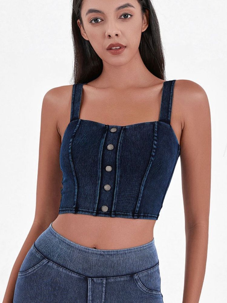 K Women's Fitness Yoga Tank Top With High-Elastic U-Shaped Front Pockets And Metal Buckle For Slimming Effect - Casual Sports Top_ecoleips.com