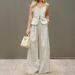 Women's Clothing Summer New Fashion Camisole High Waist Wide Leg Trousers Two Piece Set Design Temperament Commuting French Style_ecoleips.com