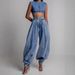 Aria Basics Aria Basics Cross-border European And American Women's New Summer High-waisted Zipper Jogger Jeans Loose Casual Retro Pants_ecoleips.com