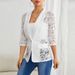 Women's Clothing Lace Stitching Suit Collar Mid Sleeve Jacket_ecoleips.com