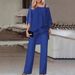 Elegant Asymmetrical Off-Shoulder Top Wide-Leg Pants Set Batwing Sleeve Two-Piece Outfit for Women Chic Party Wear_ecoleips.com