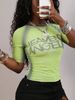Summer Women's Sexy Sweet Spicy Style Sheer Print Slim Fit Short Seamless Top For American Fashion_ecoleips.com