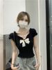 Cool And Silky, Tmall Quality, One-Shoulder Bow Knitted Short-Sleeve T-Shirt For Women_ecoleips.com