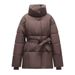 Women's Clothing Winter Coat With Belt – Oversized Stand Collar Jacket (Loose Fit, Mid-Length, 4XL Sizes)_ecoleips.com