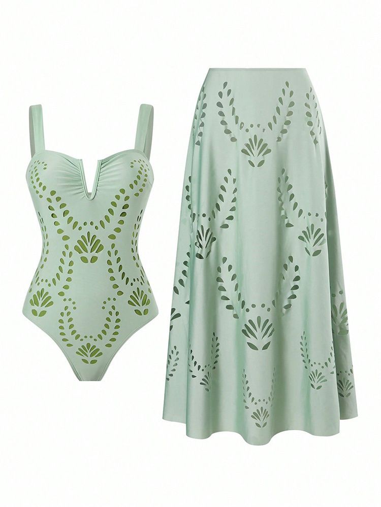 Women's Hollow-Out One-Piece Swimsuit – Laser-Cut Design & Sexy Cover-Up (Trendy Summer Swimwear)_ecoleips.com