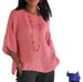 Verve New Women's Fashion Three-Quarter Sleeve Round Neck Cotton Linen Shirt Loose Top_ecoleips.com