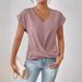 2025 Popular Solid Color V-neck T-shirt Elegant Short-sleeved Top Spring And Summer Women's Clothing_ecoleips.com