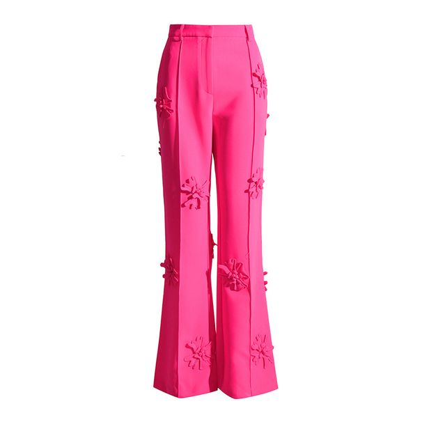 Women's Clothing new fashion brand double breasted three dimensional flower patchwork suit + high waisted flared pants two piece suit for women_ecoleips.com