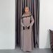 Voya Muslim Women's Long Sleeved Lace Patchwork Oversized Loose And Dignified Dress+headscarf Two-piece Set_ecoleips.com
