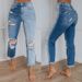 Women's Clothing Jeans Women's Washed Gradient Straight Pants_ecoleips.com
