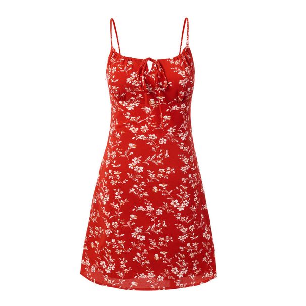 2025 Summer New Women's European And American Vacation Style Sexy Hot Girl Strap Short With Backless Floral Print A-line_ecoleips.com