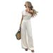 Elegant Satin Jumpsuit – Wide-Leg Palazzo Pants With Mock Neck & 3/4 Sleeves, Beige/Brown, S-XL, For Office & Evening_ecoleips.com