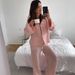 Pink Sleeve Long Pants Loose Cotton Comfortable Pajama Set European And American Autumn New Home Wear For Women_ecoleips.com