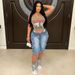 Women's Distressed Denim Cargo Shorts - Relaxed Fit Washed Blue & Gray Shorts For Women, Casual Streetwear_ecoleips.com