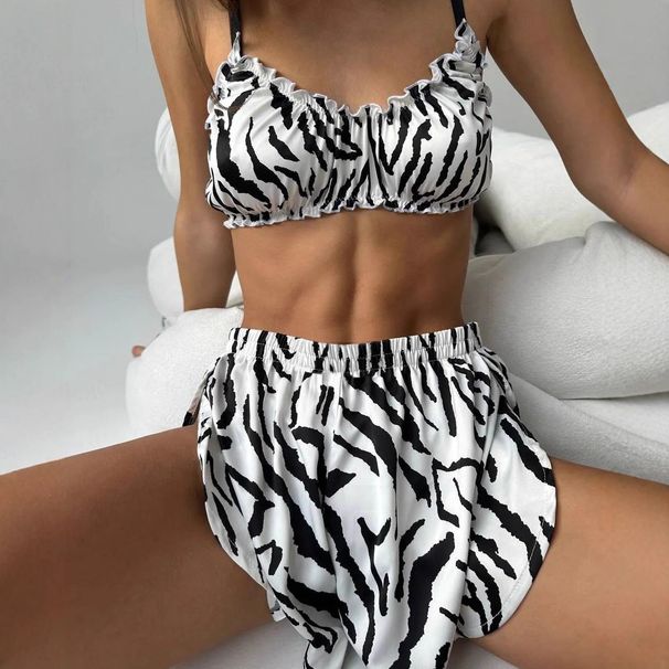 2026 Camisole Bra Shorts Comfortable Loose Sleepwear Two-Piece Set European And American Autumn Winter New Cross-Border_ecoleips.com