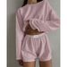 2025 Spring/Summer New Women's Set Fashionable Simple Style Slim Loose Fit Top Shorts_ecoleips.com
