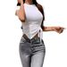 Women's Clothing Slim Summer Sexy Waist Revealing Irregular Top Trend_ecoleips.com