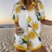 Women's Resort Style Printed Collared Shirt And Shorts Set Short Sleeve Summer Outfit_ecoleips.com