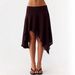 Bohemian Floral Print A-Line Skirt - High Waist Asymmetric Hem Midi Skirt For Women_ecoleips.com
