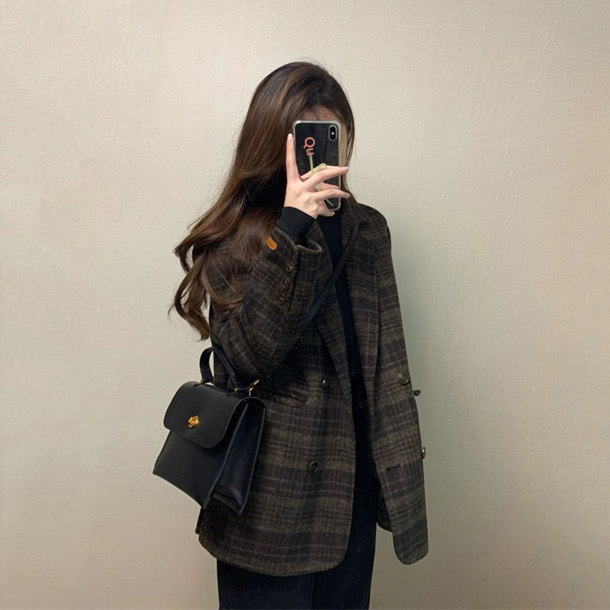 2025 New Woolen Blazer High-End Vintage Thick Plaid Coat For Women Trendy A8295_ecoleips.com