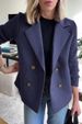 Women's Wool Blend Blazer Jacket With Notched Lapel, Elegant Casual Coat For Office & Daily Wear, Stretch Comfort Fit, Classic Solid Colors_ecoleips.com