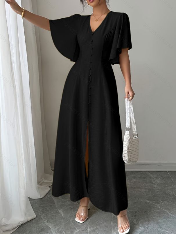 Aria Basics Aria Basics 2025 European And American Fashion Summer Elegant V-neck Long Evening Dress For Women_ecoleips.com