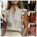 Vintage Flounce Sleeveless Blouse - Minimalist Relaxed Fit Women's Top With Romantic Ruffle Details_ecoleips.com