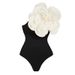 Women's Clothing Swimsuit White Three Dimensional Large Flower Decoration Solid Color Sexy Holiday One Piece Swimsuit Suit_ecoleips.com