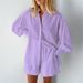 Autumn Women's Shirt Jacquard Puff Sleeve Elegant Top Shorts Set Casual Commuting Suit_ecoleips.com