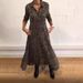 Printed V-neck Long-sleeved Dress Women's Clothing_ecoleips.com