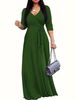 Women Sexy Bodycon Beach Bohemian Maxi Splicing Floral Print Dress For Women Casual Summer Sundress V-Neck 3/4 Sleeve_ecoleips.com