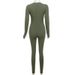 Women's High-Waisted Slim-Fit Jumpsuit - Streetwear Stretch Bodysuit , Trendy Solid Color One-Piece Pantsuit For Casual & Athletic Style_ecoleips.com