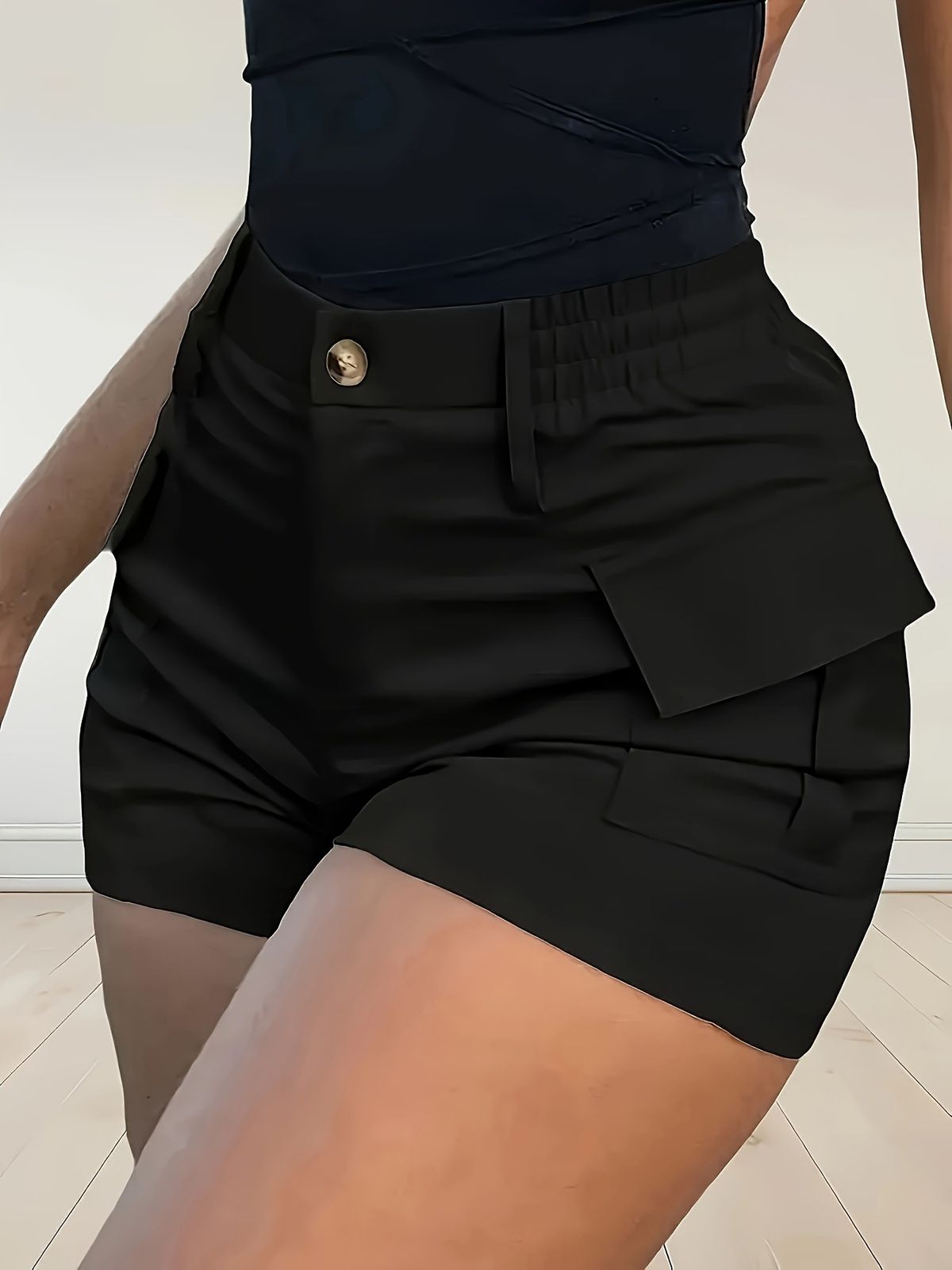 European And American Street Women's Pocket Tooling Shorts High-waisted Trousers Casual Shorts Five-point Tooling_ecoleips.com