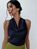 Verve Women's Sexy Sleeveless Satin Blouse 2025 Spring Summer Work Shirt_ecoleips.com