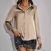 Women's Clothing Glossy Silk Shirt Luxury Satin-Finish Blouse | Long Sleeve French Elegance Shirt For Women – Timeless Gold & Versatile Styling_ecoleips.com