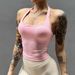 Women's Seamless Halter Neck Sports Bra Fitness Yoga Vest With Breast Pads Slimming High Elasticity Knitted Underwear Polyester_ecoleips.com