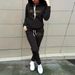 Personalized Letter Print Fleece-Lined Tracksuit Set Winter Warmth Sportswear Black S-XXL_ecoleips.com
