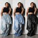 Distressed Denim Pants For Women - Vintage Patchwork Straight Leg Jeans | Grunge Streetwear Pants With Destroyed Details (S-XXL)_ecoleips.com
