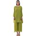 Women's Clothing Plus Size Women's Two Piece Tops Loose Cropped Pants Pleated Slim Suit_ecoleips.com
