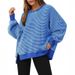 Women's Waffle Knit Long-Sleeved Round-Collared Split Top Hoodie Wholesale_ecoleips.com
