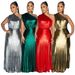 Women's Clothing Fashion Slant Collar Sleeveless Slim Pleated Dress_ecoleips.com