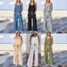 Women's Clothing Cotton And Linen Leisure Loose Pullover Contrast Color Two Piece Suit For Women_ecoleips.com