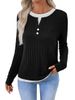 Women's Brushed Long Sleeve T-Shirt – Fake Two-Piece Round Neck Pullover Top_ecoleips.com